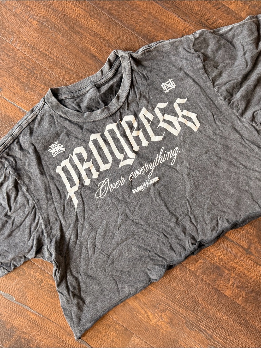 flag nor fail Progress Over Everything Crop Top - Black